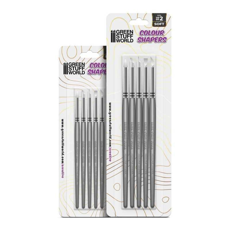 Pinceles Silicona - Combo Tamaño 0 y 2 - BLANCO SOFT