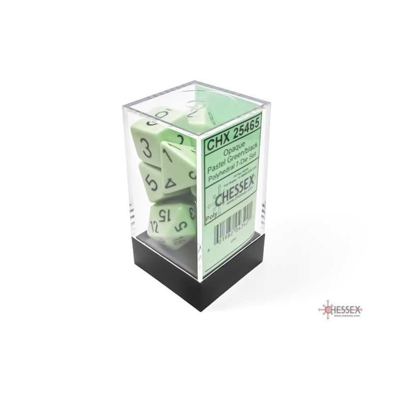 Opaque Pastel Green/black Polyhedral 7-Dice Set