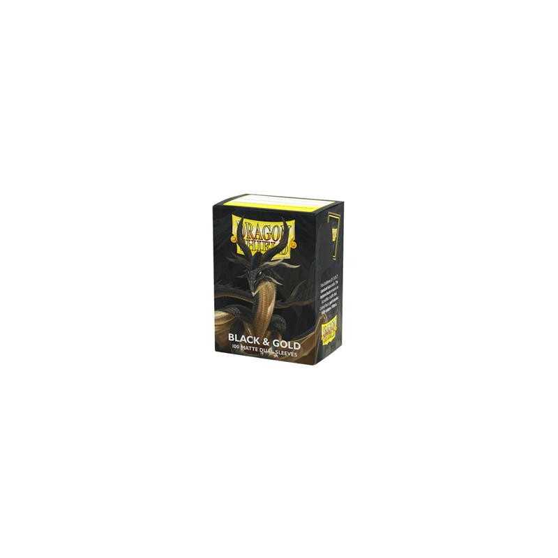 Dragon Shield Sleeves - Standard size - Matte Dual - Black & Gold (100 Sleeves)
