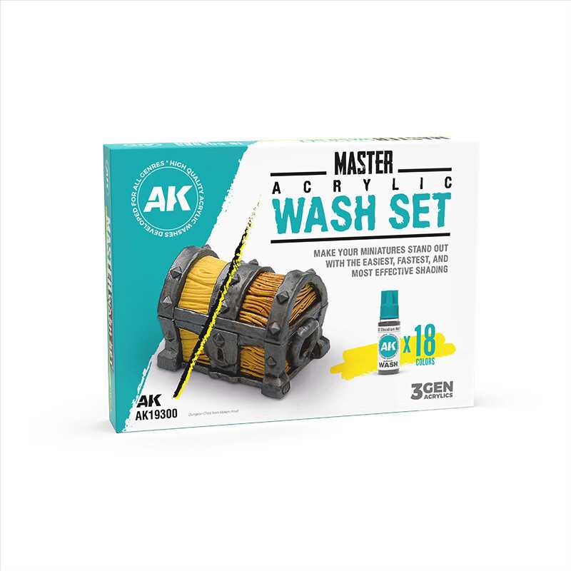 SET DE LAVADOS ACRÍLICOS MASTER – GAMA COMPLETA (18 COLORES) SKU: AK19300