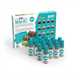 SET DE LAVADOS ACRÍLICOS MASTER – GAMA COMPLETA (18 COLORES) SKU: AK19300