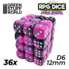 36x Dados D6 12mm - Rosa Marmol