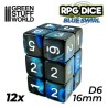 12x Dados D6 16mm - Azul Marmol