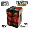 12x Dados D6 16mm - Rojo Marmol