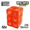 12x Dados D6 16mm - Naranja