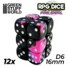 12x Dados D6 16mm - Rosa Marmol