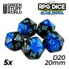 5x Dados D20 20mm - Azul Marmol