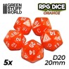 5x Dados D20 20mm - Naranja