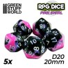 5x Dados D20 20mm - Rosa Marmol