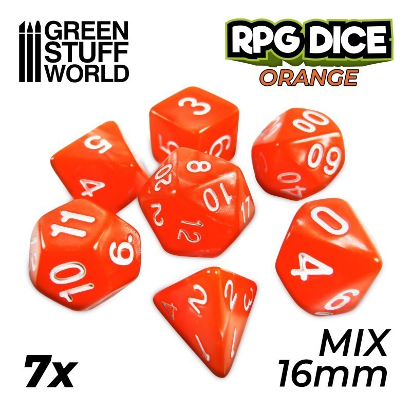 7x Dados Mix 16mm - Naranja