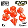 7x Dados Mix 16mm - Naranja