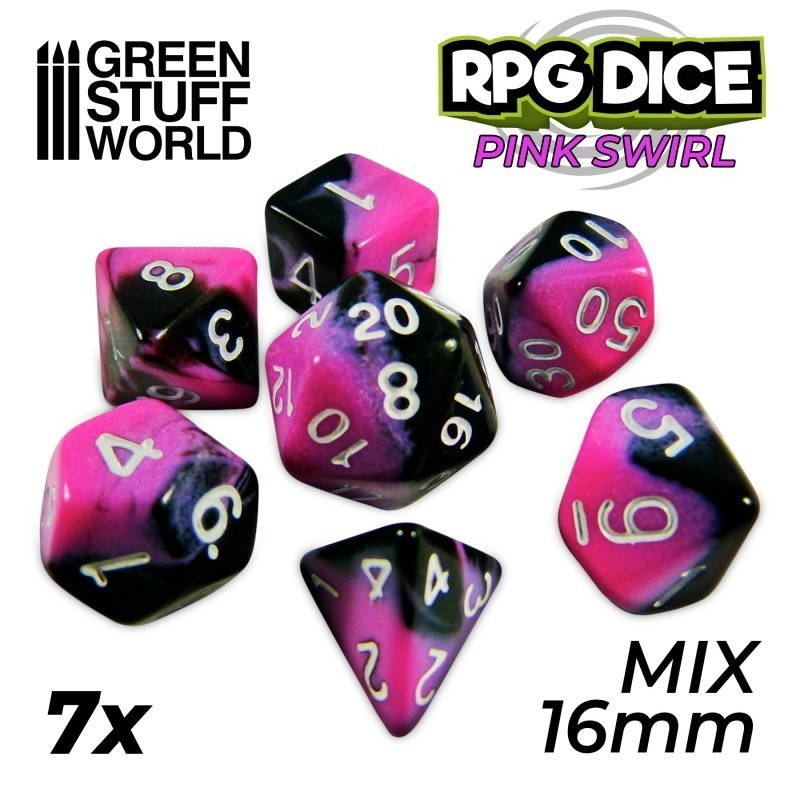 7x Dados Mix 16mm - Rosa Marmol