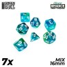 7x Dados Mix 16mm - Verde - Turquesa