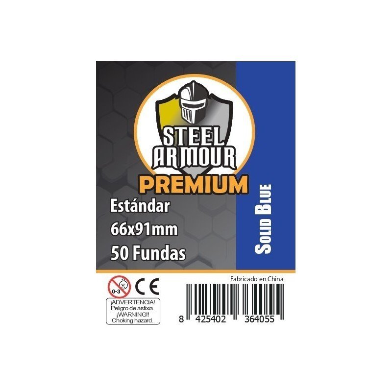 Fundas Steel Armour Estándar Premium Azul Sólido Exterior 66x91mm (50 Fundas)