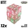 12x Dados D6 16mm - Rosa Claro