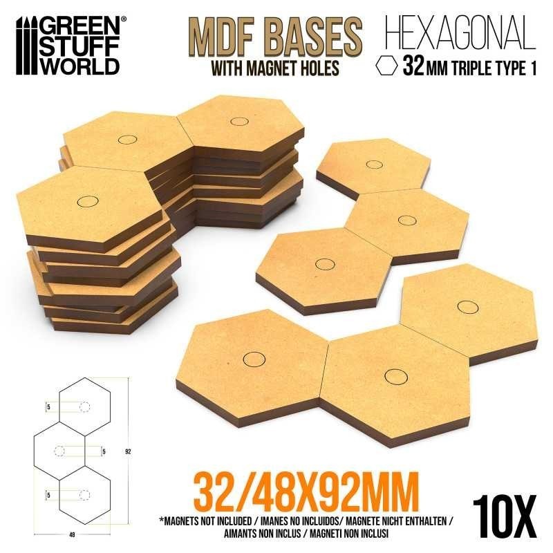 Bases Hexagonales Triples 32mm - Tipo 1