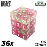 36x Dados D6 12mm - Rosa Claro