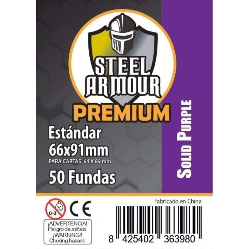 Fundas Steel Armour Estándar Premium Morado Sólido Exterior 66x91mm (50 Fundas)