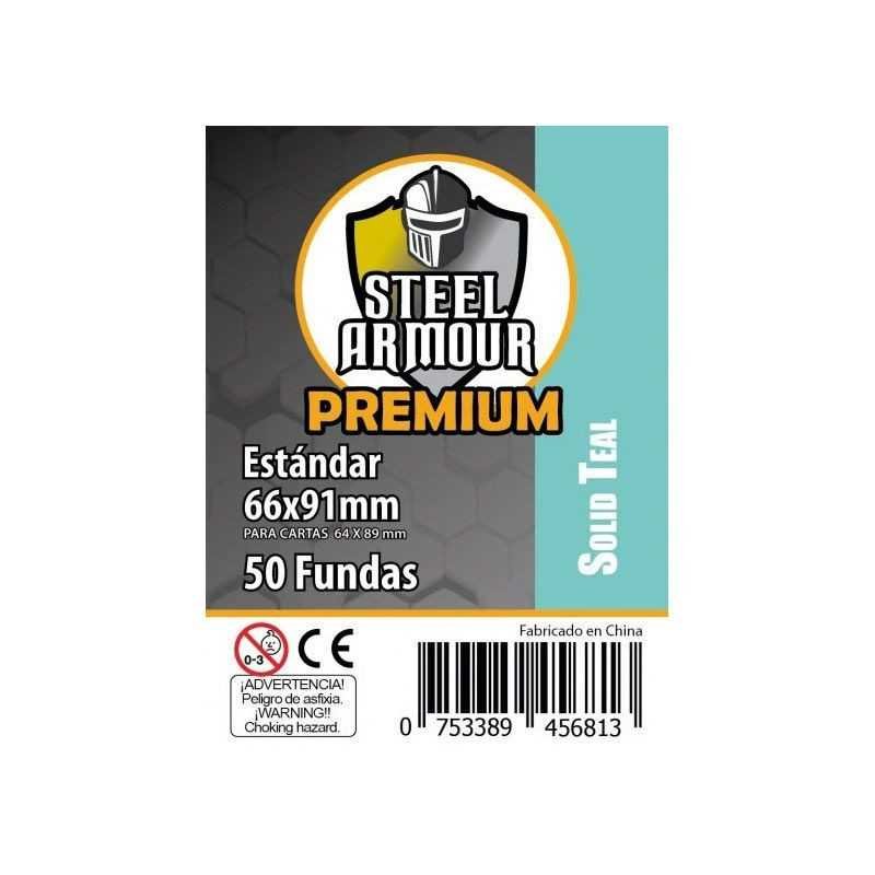 Fundas Steel Armour Estándar Premium Aguamarina Sólido Exterior 66x91mm (50 Fundas)
