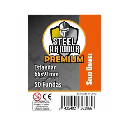 Fundas Steel Armour Estándar Premium Naranja Sólido Exterior 66x91mm (50 Fundas)