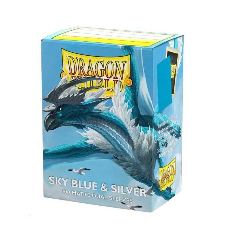 Dragon Shield Sleeves - Standard size - Matte Dual - Sky Blue & Silver (100 Sleeves) AT-15074