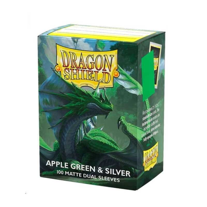 Dragon Shield Sleeves - Standard size - Matte Dual - Apple Green & Silver (100 Sleeves)