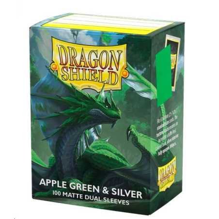 Dragon Shield Sleeves - Standard size - Matte Dual - Apple Green & Silver (100 Sleeves)