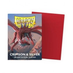 Dragon Shield Sleeves - Standard size - Matte Dual - Crimson & Silver (100 Sleeves)