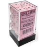 Chessex Opaque Pastel Pink/Black 16mm D6 Dice Block (12 Dice)