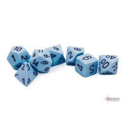 Opaque Pastel Blue/black Polyhedral (7 Dice)