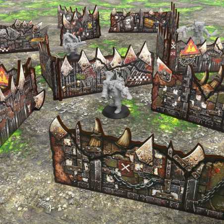 Muros bajos Orcos prepintados Matched Play (Pack x8)