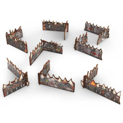 Muros bajos Orcos prepintados Matched Play (Pack x8)