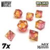 7x Dados Mix 16mm - Naranja/Rosa Transparente