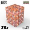 36x Dados D6 12mm - Naranja/Rosa Transparente