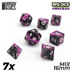 7x Dados Mix 16mm - Violeta Negro