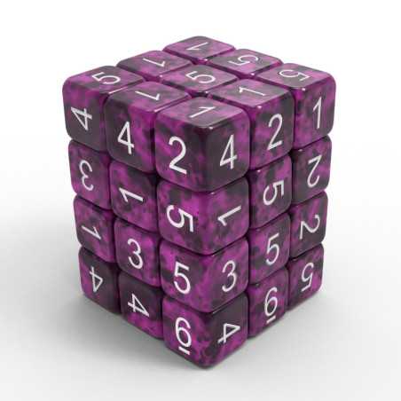 36x Dados D6 12mm - Violeta Negro