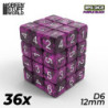 36x Dados D6 12mm - Violeta Negro