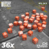 36x Dados D6 12mm - Naranja Blanco Marmol