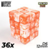 36x Dados D6 12mm - Naranja Blanco Marmol