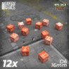 12x Dados D6 16mm - Naranja Blanco Marmol