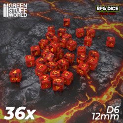 36x Dados D6 12mm - Rojo oscuro