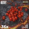 36x Dados D6 12mm - Rojo oscuro