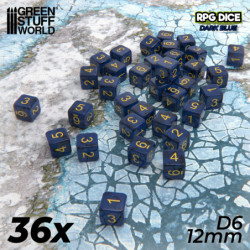 36x Dados D6 12mm - Azul oscuro