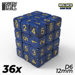 36x Dados D6 12mm - Azul oscuro