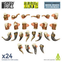 Jarras de cerveza y cuernos 1:48