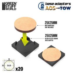 Adaptador Peana Redonda a Cuadrada 25mm