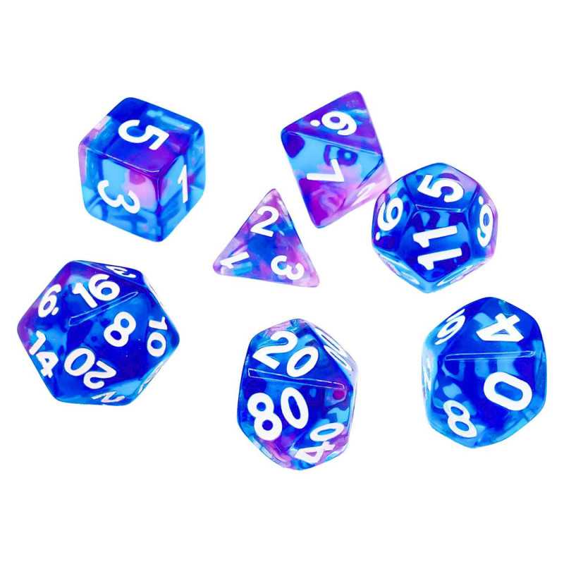7x Dados Mix 16mm - Azul Claro - Morado