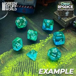 7x Dados Mix 16mm - Verde - Turquesa