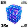 36x Dados D6 12mm - Azul Claro - Morado