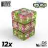 12x Dados D6 16mm - Rosa Claro